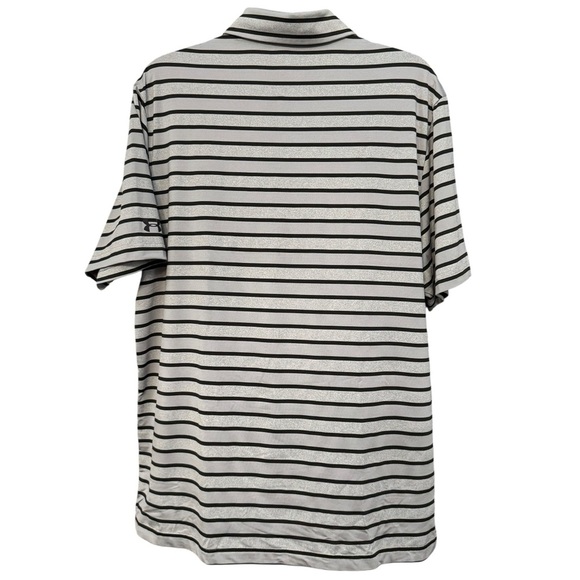 Under Armour HeatGear Men’s Golf Polo Gray Black Stripes Size Large - Picture 2 of 6